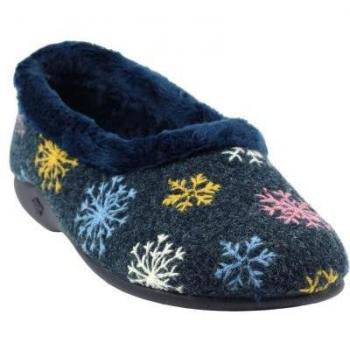 Lunar Women's Goji Snowflake Slippers - Cozy Blue Indoor Footwear