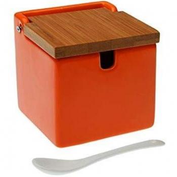 VERSA 21490017 Azucarero Naranja Tapa Bambú, No Aplica