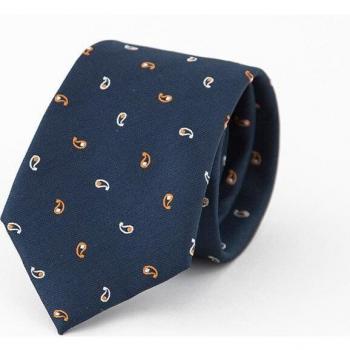 Corbata de seda marino con cachemires naranja y blanco para hombre de Roberto Verino