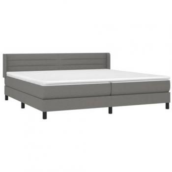 Cama Box Spring con Colchón de Muelles Tela Gris Oscuro 200x200 cm