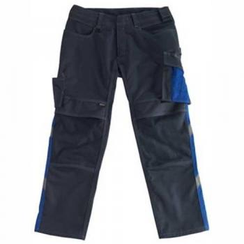 Pantalón de Trabajo Mannheim 82C52 Negro-Azul con Detalles en Azul Kornblau