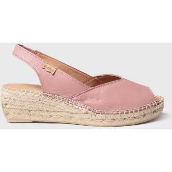 Alpargatas de mujer de cuña en piel con diseño peep toe - BERNIA-P