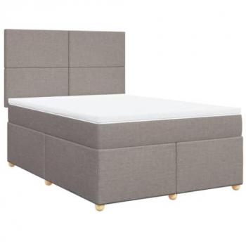 Cama box spring con colchón de muelles Tortorra 140x200 cm en tela gris taupe