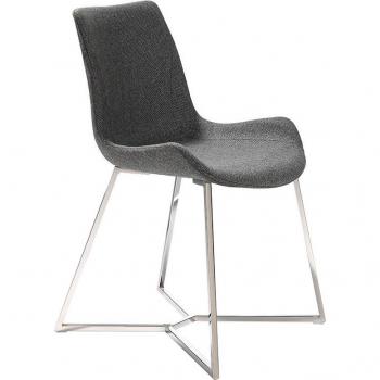 Silla comedor tapizada tela gris ANGEL CERDÁ 4009C, Gris, Acero inoxidable cromado, Tela, 54 x 58 x 82 cm