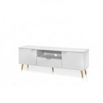 Aparador TV Armario de Comedor Serie Roncesvalles 2485 Topkit de 2 Puertas en Color Blanco con Medidas 55x160x37 cm y 1 Cajón