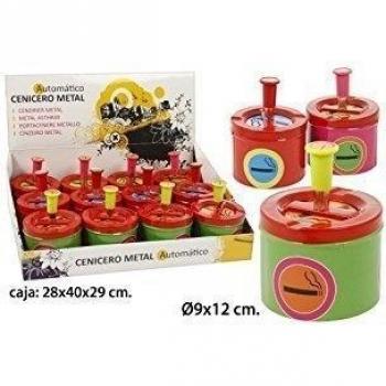 Wat - Cenicero metal automático decorado modelos surtidos, 1uds.
