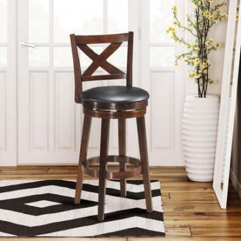 29 Upholstered X-Back Swivel Bar Stool in Espresso