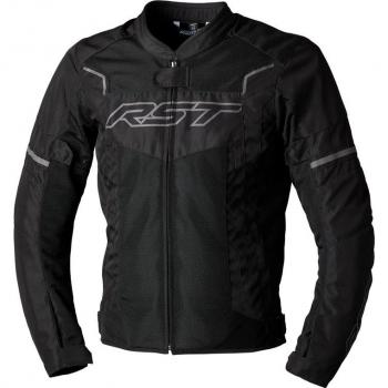 RST Chaqueta de Moto Pilot Evo Air CE Negra, con certificación CE, fabricada en tejido resistente a la abrasión, ventilación optimizada para climas cálidos, protecciones desmontables en hombros y codos, diseño ergon