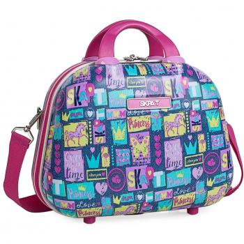 SKPAT - 56835 Neceser rígido policarbonato PC Estampado Grande de Viaje, Maleta de Aseo. 2 Asas y Bandolera. Múltiples Compartimentos y Espejo, Color Fucsia