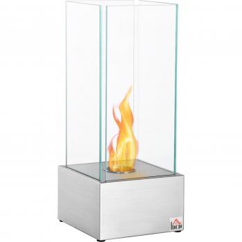 Chimenea de Bioetanol Homcom para Suelo 60 cm Altura 25x25 cm Base Capacidad 0,4L Duración Combustión Aproximada 2 Horas Uso Interior y Exterior