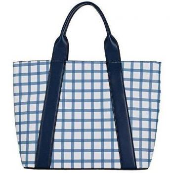 Parfois - Bolso Shopper Estampado Xadrez - Mujeres - Tallas L - Azul Marino