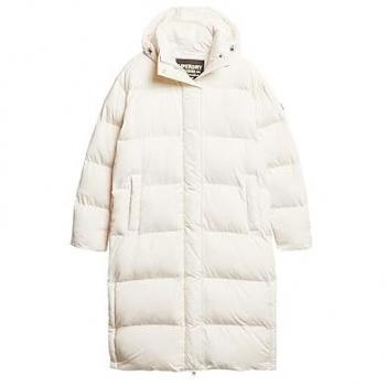 Chaqueta Puffer Acolchada Longline con Capucha para Mujer - Blanco Roto, Superdry 2024