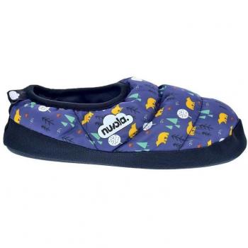 Pantuflas Nuvola Niño Printed Teddy Blue con Suela de Goma Azul