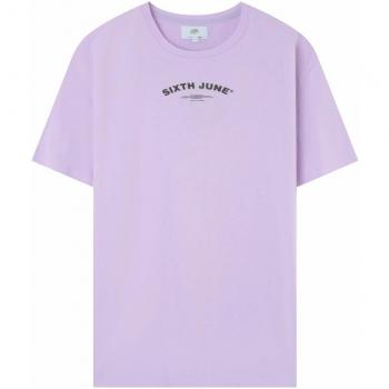 Sixth June Curved Logo Backprint Violet T-Shirt for Men