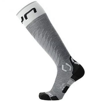 Calcetines largos UYN Ski One Merino para mujer en gris y blanco, tallas 37-38