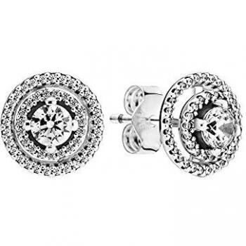 Pandora, Pendientes de doble corona de plata de ley con circonitas 299411C01