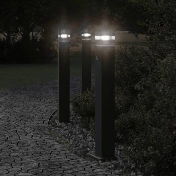 Lámpara de suelo de exterior con sensor, aluminio negro, dimensiones 50 cm, 80 cm y 110 cm