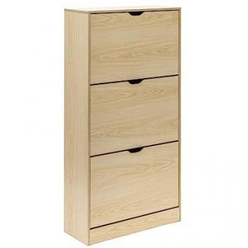 Zapatero Compacto Rebecca de MDF Beige con 3 Puertas para 12 Pares