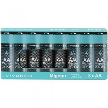 Vivanco 38020 Pack de 8 Pilas AA Alcalinas LR6, 1,5V