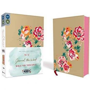 NIV, Journal the Word Bible for Teen Girls, Imitation Leather, Gold/Floral: Includes Hundreds of Journaling Prompts!