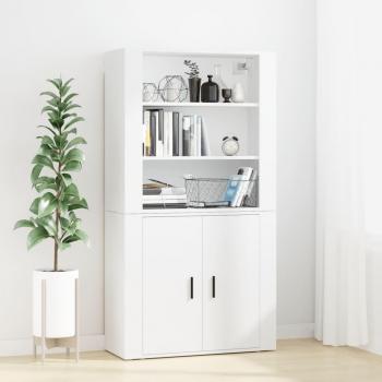 Aparador alto de madera contrachapada blanco vidaXL, mueble de almacenaje moderno para salón, armarios con puertas y cajón de madera, buffet y armario auxiliar