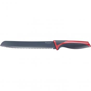Cuchillo de Pan Westmark con Cuchilla Serrada de 20 cm, Protección de Cuchilla, Acero Inoxidable y Plástico, Color Antracita/Rojo