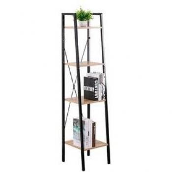Estantería Metálica Oren con 4 Baldas de Madera 148x34x32,5cm