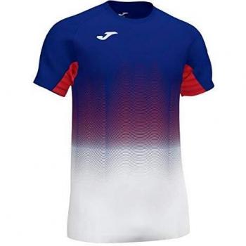 Joma Elite VII Camiseta Running Manga Corta, Niños, Royal Blanco Rojo, 4XS-3XS