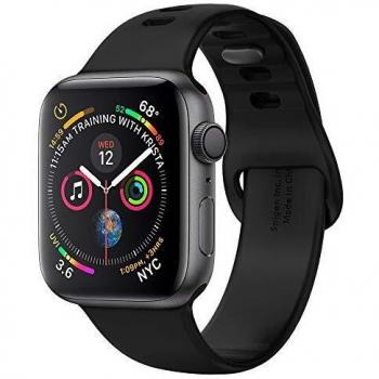 Spigen Silicone Fit Correa Compatible con Apple Watch Correa Band para 40 mm / 38 mm Series 6/SE/5/4/3/2/1 - Negro