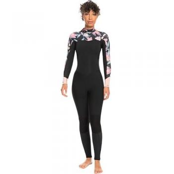 Traje de surf Roxy Swell Series 4/3 Back Zip manga larga negro naranja blanco mujer