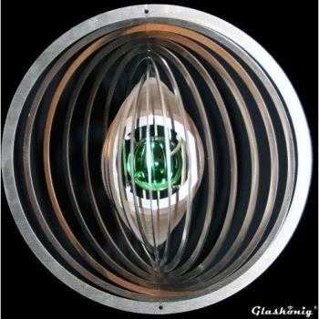 Acero inoxidable de viento círculo de diámetro 19 cm con bola de cristal de diámetro equivalente