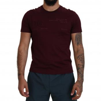 Dolce & Gabbana Maroon Printed Short Sleeves Men's T-shirt - IT42 | XL, Size: 2XS