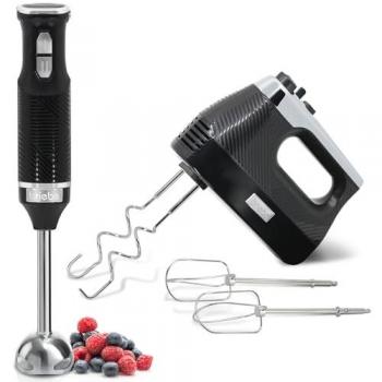 Set Elegance Batidora de Mano y Varillas 600W, 2 Velocidades + Turbo, Negro - Briebe SKT1187BLK