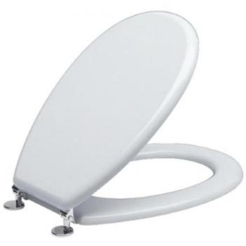 Asiento de Inodoro Saniplast Piemonte en MDF Lacado Blanco con Cernieras Regulables