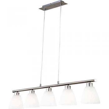 Lámpara colgante Illimani de metal níquel mate, 5x E14, diseño elegante para comedor