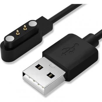 Cable de Carga Magnético USB 55cm Negro Compatible con Smartwatch Agptek LW11, Kieslect K10, Ticwatch, Xiaomi Youpin Haylou RT LS05S, Yam SW022