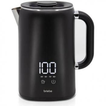 Hervidor de Agua Eléctrico Briebe i-Black 1,7L con Regulador de Temperatura Digital 45°C a 100°C, Libre de BPA, Base Giratoria 360°, 1500W, Negro