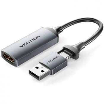 Adaptador Conversor HDMI 4K 60Hz Vention ACWHA con Puerto USB Tipo-C Macho - Cable de 10cm - Color Negro