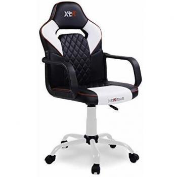XTR-X10, Silla Gamer, Silla de Oficina Gaming Estudio o Escritorio, Acabado en Símil Piel Negro y Blanco, Medidas: 57 cm