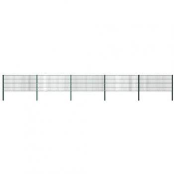 vidaXL Panel de Valla con Postes Hierro Verde 8.5x0.8m Cercado Vallado Jardín Patio Terraza Campo Diseño Práctico Útil Resistente Intemperie Corrosión