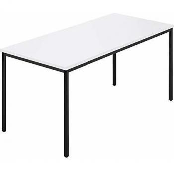 Mesa rectangular Certeo Kaiserkraft 928216, tubo cuadrado revestido, 1500 x 800 mm, blanco / antracita