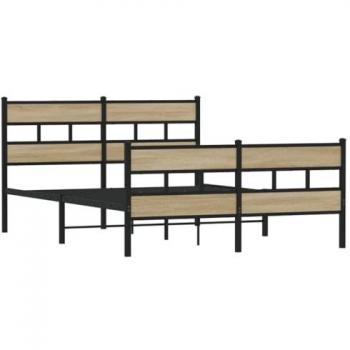 Estructura de cama sin colchón metal roble Sonoma 140x200 cm