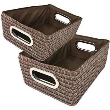 Kela de 2 piezas - Set de cestas, cajas, cestas para estantería, trenzado marrón, PP de plástico, cuarto de baño, Salón de accesorios, Decoración