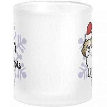 Taza divertida-Navidad ilieniy Shih Tzu corte del perrito de vidrio esmerilado taza de café