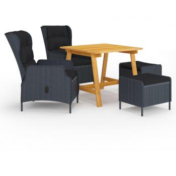 5-Piece Dark Grey Garden Dining Set