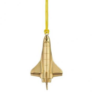 Waterford Golden Christmas Rocketship Ornament