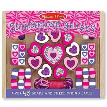 Kit de Manualidades de Cuentas de Madera Corazones Brillantes - 45 Piezas para Niños a Partir de 3 Años