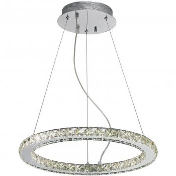 Lámpara colgante redonda pequeña Galaxy 27W LED 4000K cromo pulido cristal