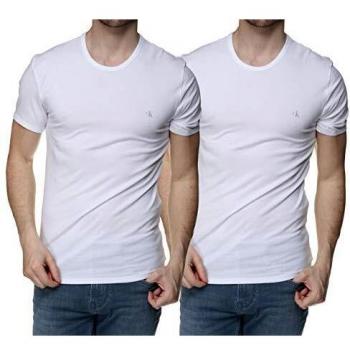 Calvin Klein S/S Crew Neck 2Pk Camiseta de Manga Corta, Blanco
