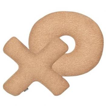 Conjunto de 2 cojines decorativos afelpados en forma de letras XO, tela marrón claro Hesperis